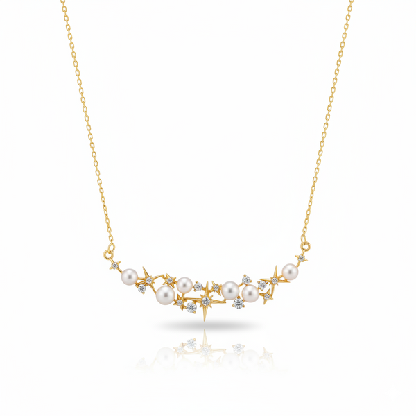 Guiding Star Polaris North Star Pearl Necklace in 18K Gold Vermeil