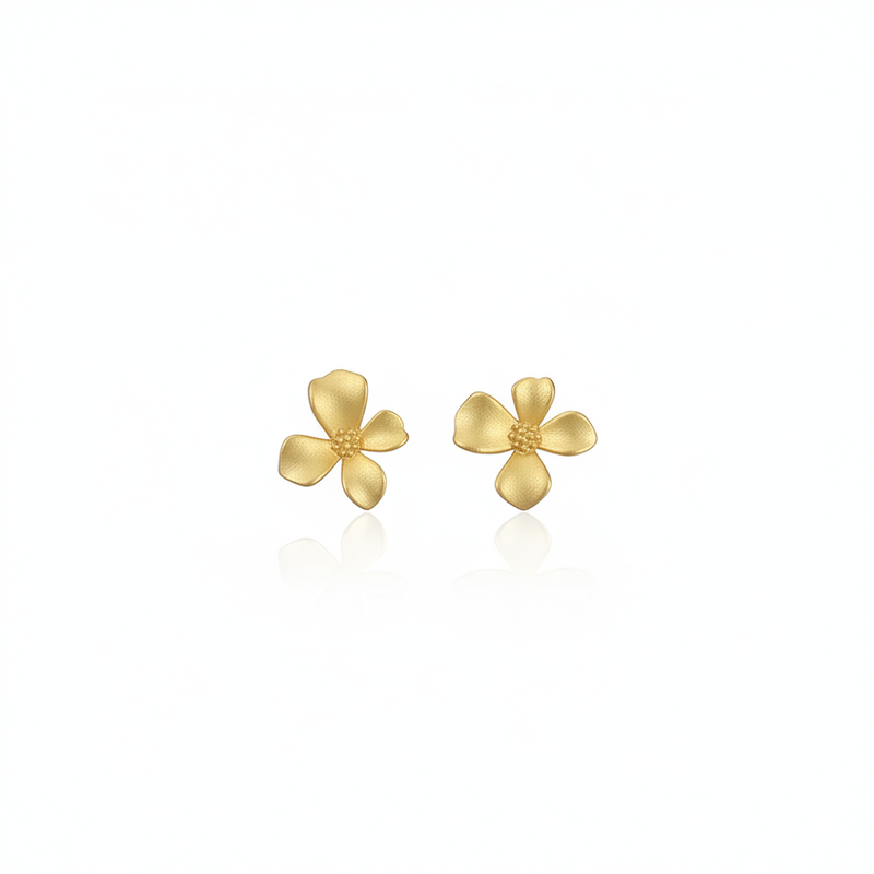Forest Bloom Buttercup Gold Flower Stud Earrings in 18K Gold Vermeil