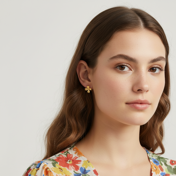 Forest Bloom Buttercup Gold Flower Stud Earrings in 18K Gold Vermeil
