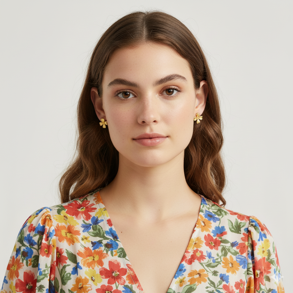 Forest Bloom Buttercup Gold Flower Stud Earrings in 18K Gold Vermeil