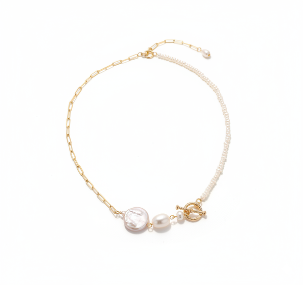 Chic Escape Convertible Freshwater Pearl Necklace & Bracelet in 18K Gold