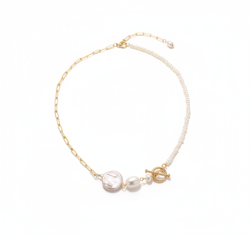 Chic Escape Convertible Freshwater Pearl Necklace & Bracelet in 18K Gold