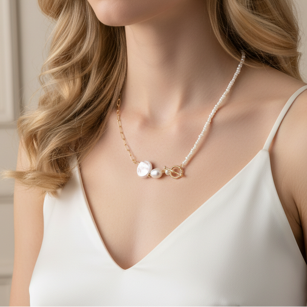 Chic Escape Convertible Freshwater Pearl Necklace & Bracelet in 18K Gold