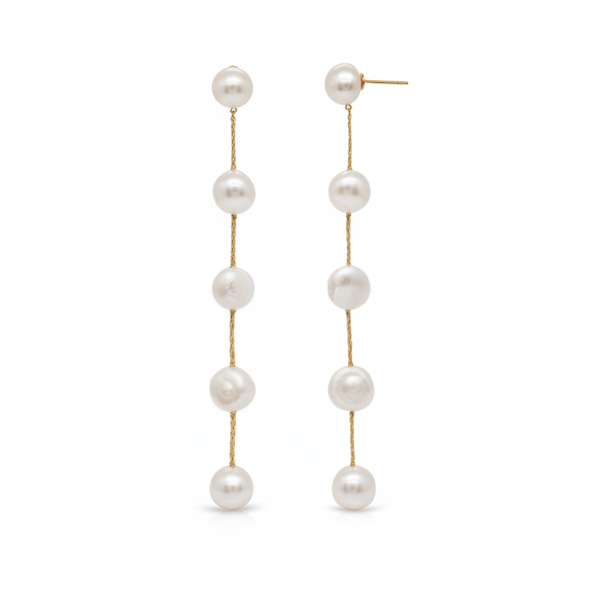 Baroque Sovereign Baroque Pearl Gold Chain Long Drop Earrings in 18K Gold