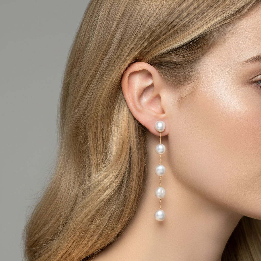 Baroque Sovereign Baroque Pearl Gold Chain Long Drop Earrings in 18K Gold