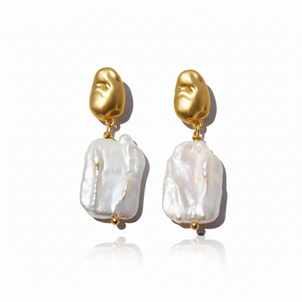 Baroque Sovereign Baroque Pearl Bold Drop Earrings in 18K Gold