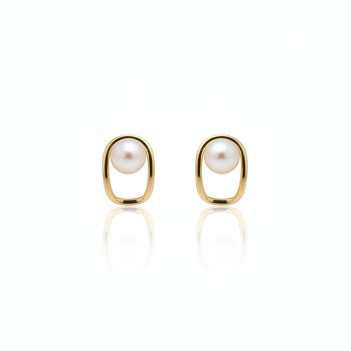 Daily Grace Contour Freshwater Pearl Earrings in 18K Gold