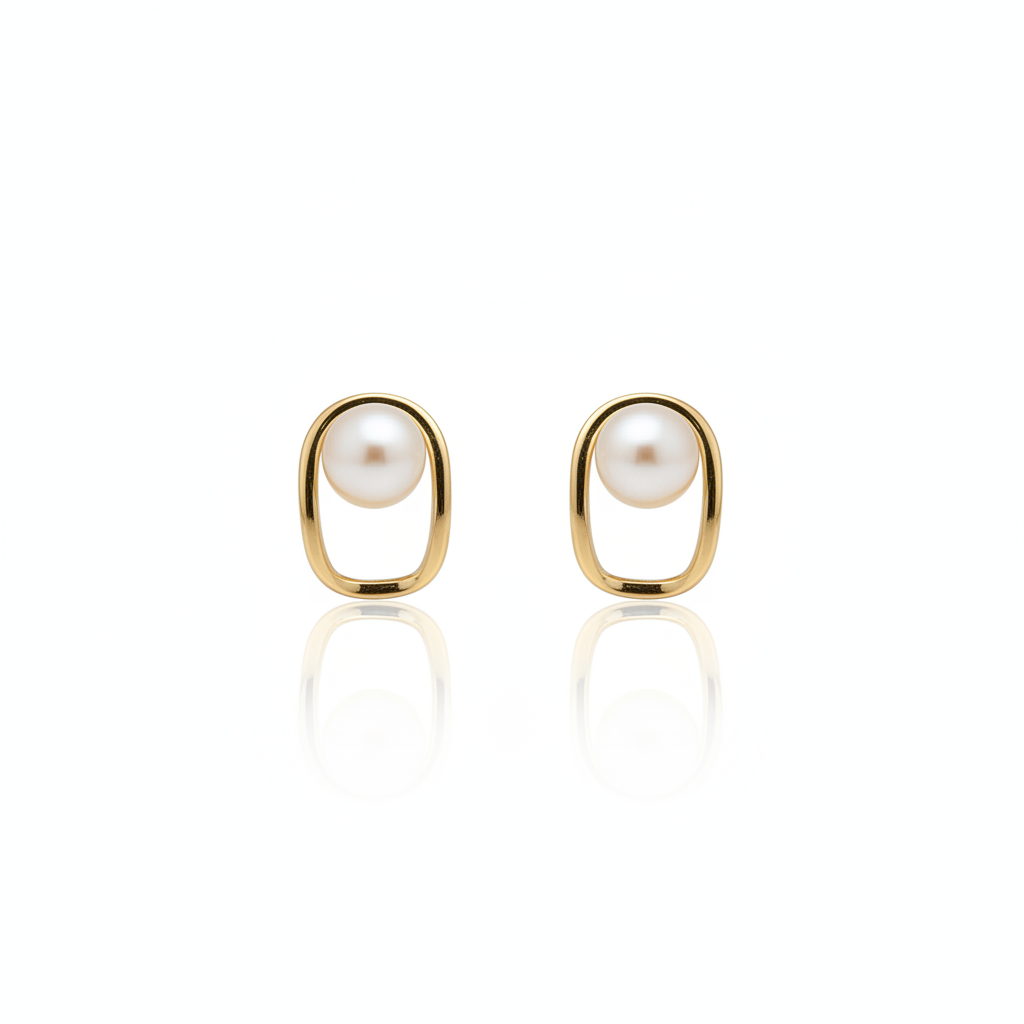 Daily Grace Contour Freshwater Pearl Earrings in 18K Gold