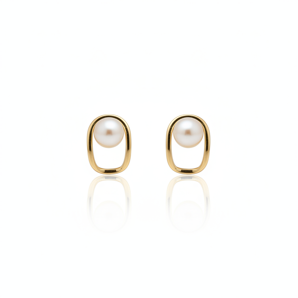 Daily Grace Contour Freshwater Pearl Earrings in 18K Gold