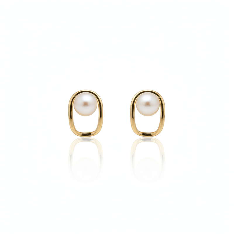 Daily Grace Contour Freshwater Pearl Earrings in 18K Gold