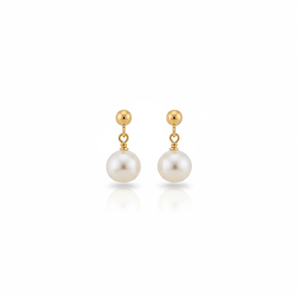 Daily Grace Gold Ball Freshwater Pearl Drop Earrings in 18K Gold