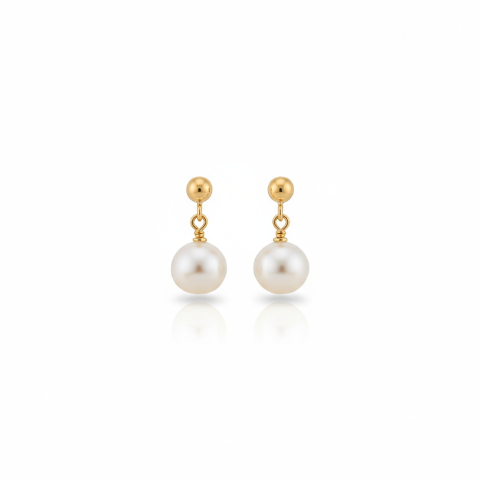 Daily Grace Gold Ball Freshwater Pearl Drop Earrings in 18K Gold