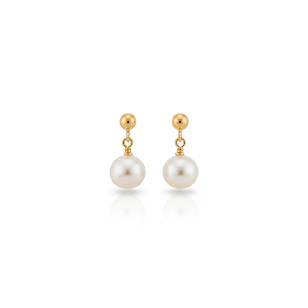 Daily Grace Gold Ball Freshwater Pearl Drop Earrings in 18K Gold