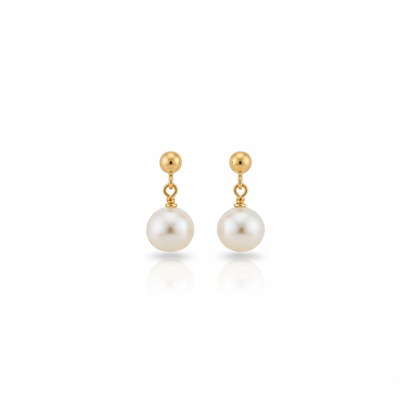Daily Grace Gold Ball Freshwater Pearl Drop Earrings in 18K Gold