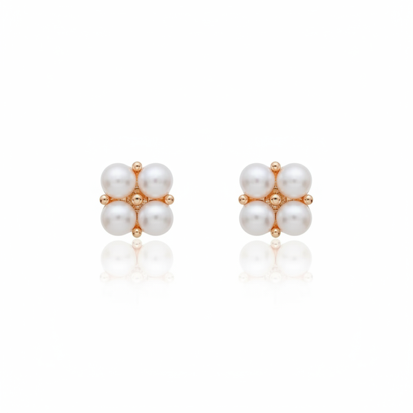 Love Unbound Four Leaves Clover Freshwater Pearl Stud Earrings