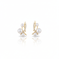 Forest Bloom River and Dawn Dew Freshwater Pearl Stud Earrings in 18K Gold Vermeil