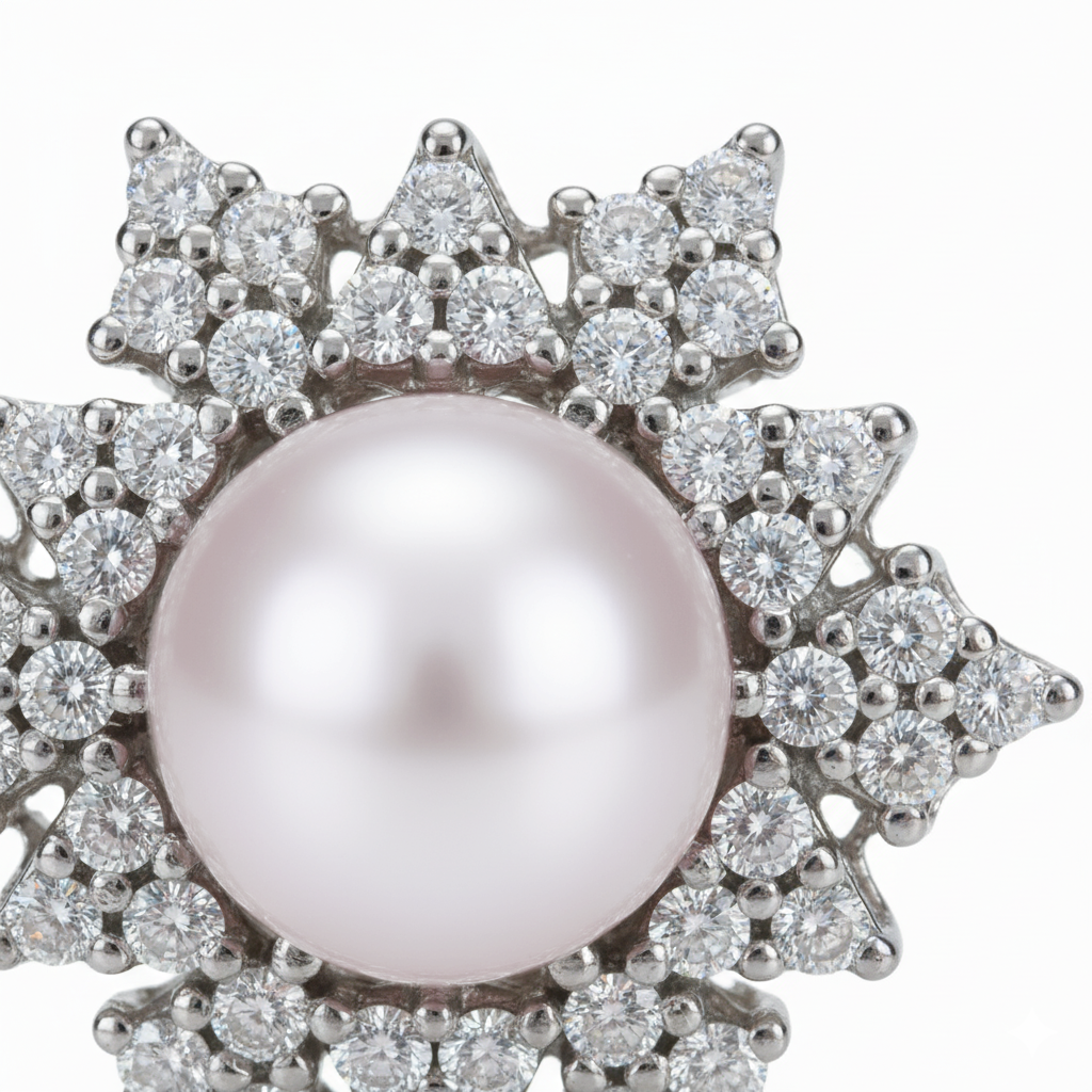 Love Unbound Snow Flake Freshwater Pearl Stud Earrings in 18K Gold