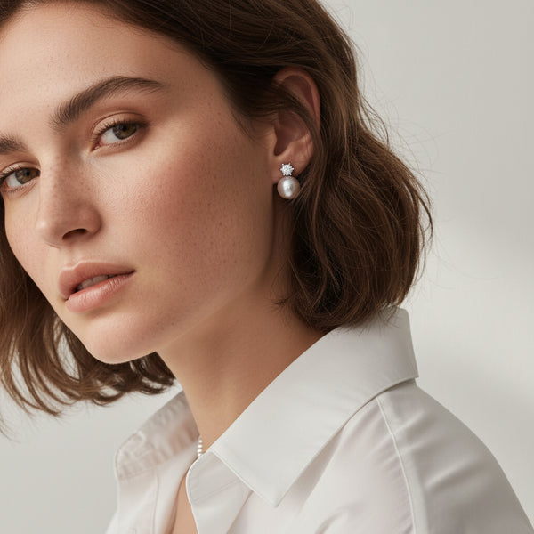 Love Unbound Heirloom Freshwater Pearl Earrings in 18K White Gold