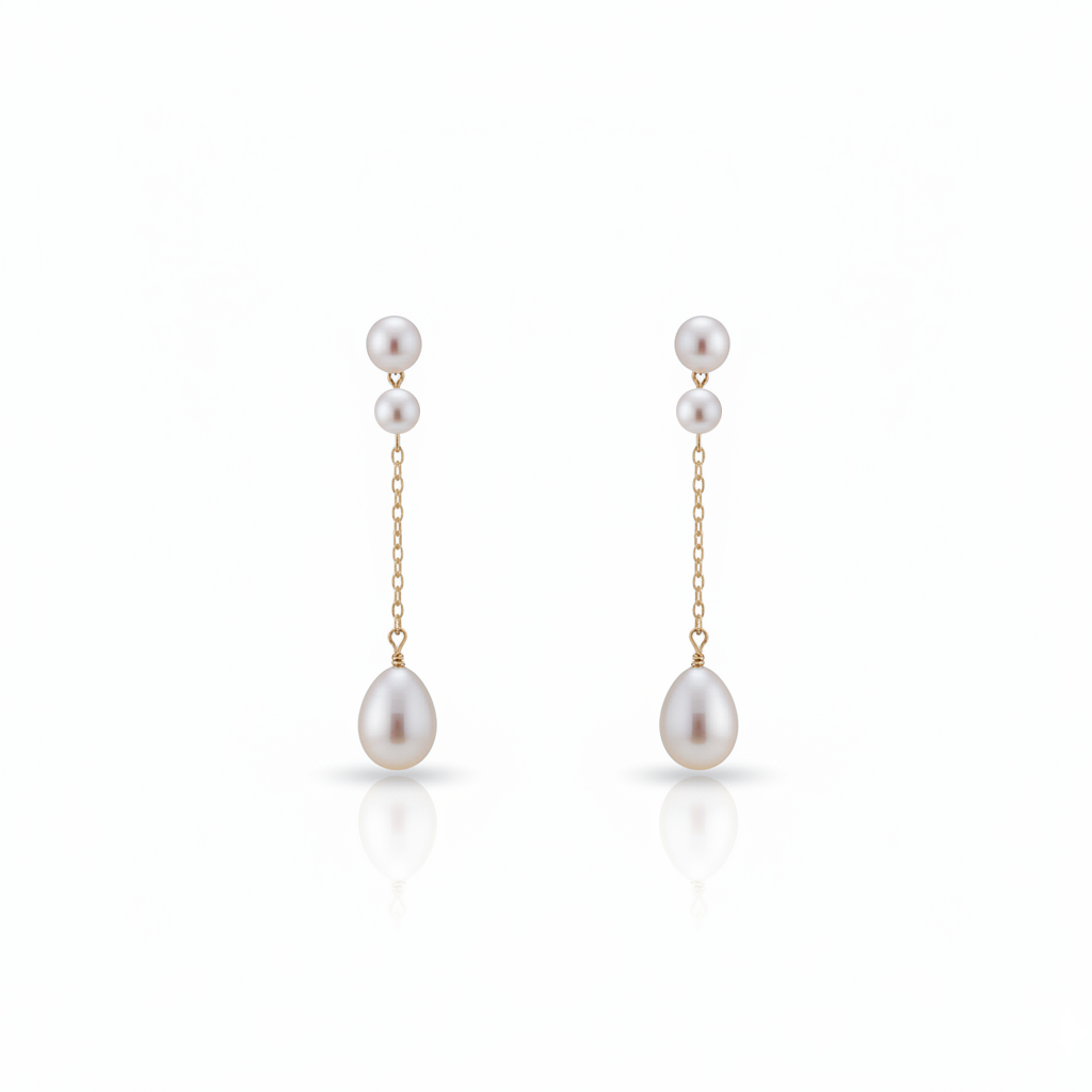 Love Unbound Two Way Double Freshwater Pearl Long Chain Drop Earrings in 18K Gold Vermeil