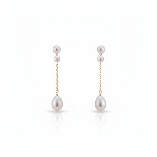 Love Unbound Two Way Freshwater Pearl Long Chain Drop Earrings