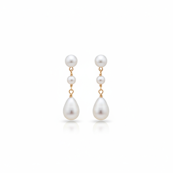 Love Unbound Two Way Double Freshwater Pearl Drop Earrings in 18K Gold Vermeil