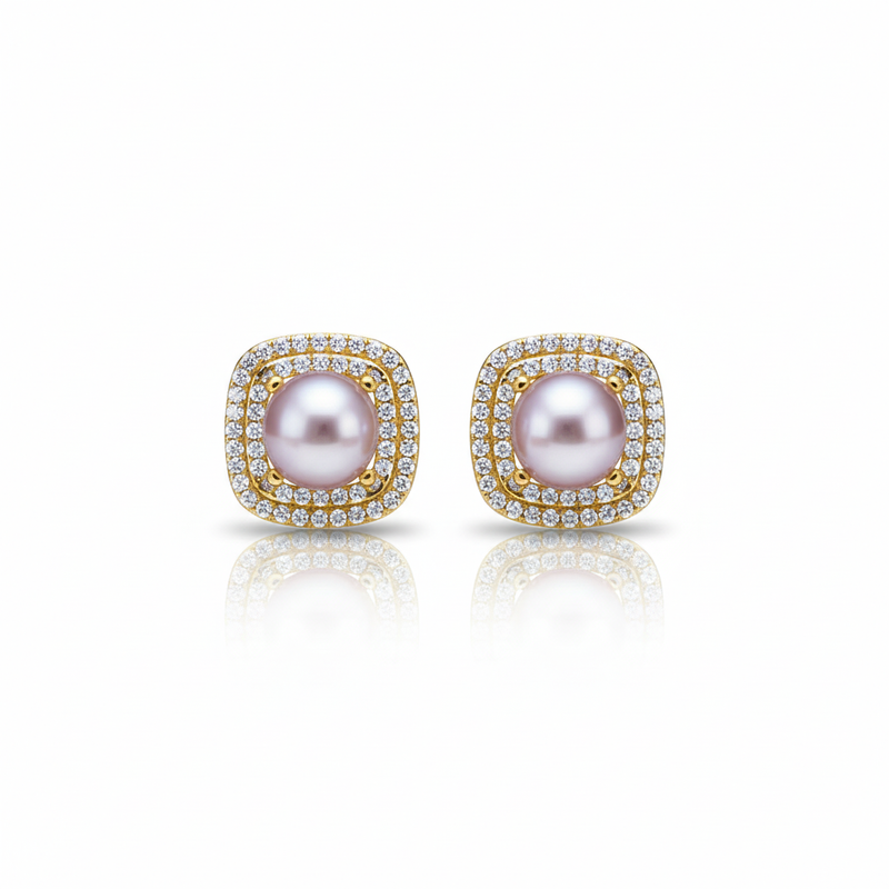 Love Unbound Halo Freshwater Pearl Stud Earrings in 18K Gold Vermeil