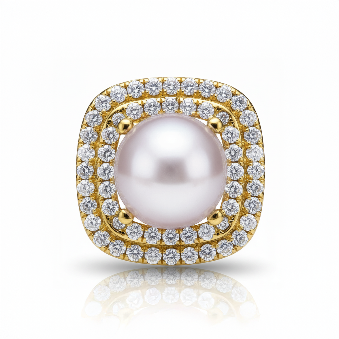 Love Unbound Halo Freshwater Pearl Stud Earrings in 18K Gold Vermeil