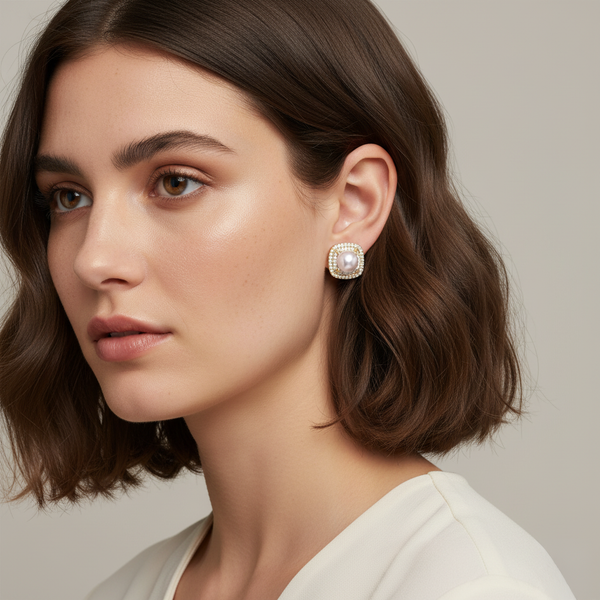 Love Unbound Halo Freshwater Pearl Stud Earrings in 18K Gold Vermeil