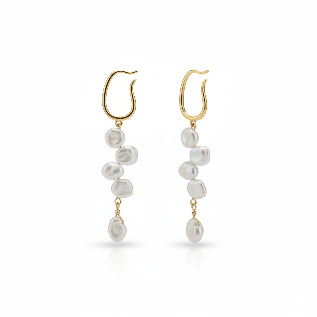 Love Unbound Waterfall Freshwater Pearl Clip-On Ear Cuff Earrings in 18K Gold