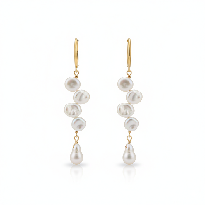 Love Unbound Waterfall Freshwater Pearl Clip-On Ear Cuff Earrings in 18K Gold