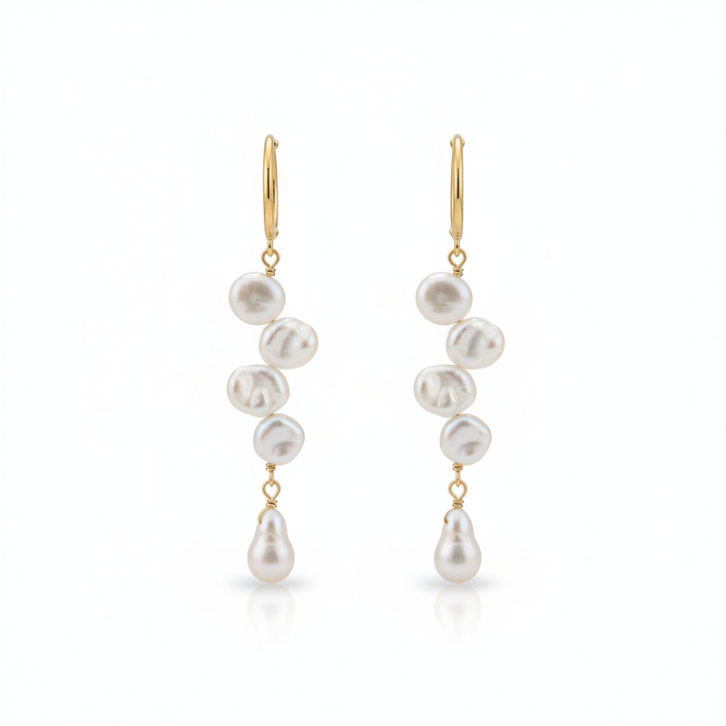 Love Unbound Waterfall Freshwater Pearl Clip-On Ear Cuff Earrings in 18K Gold