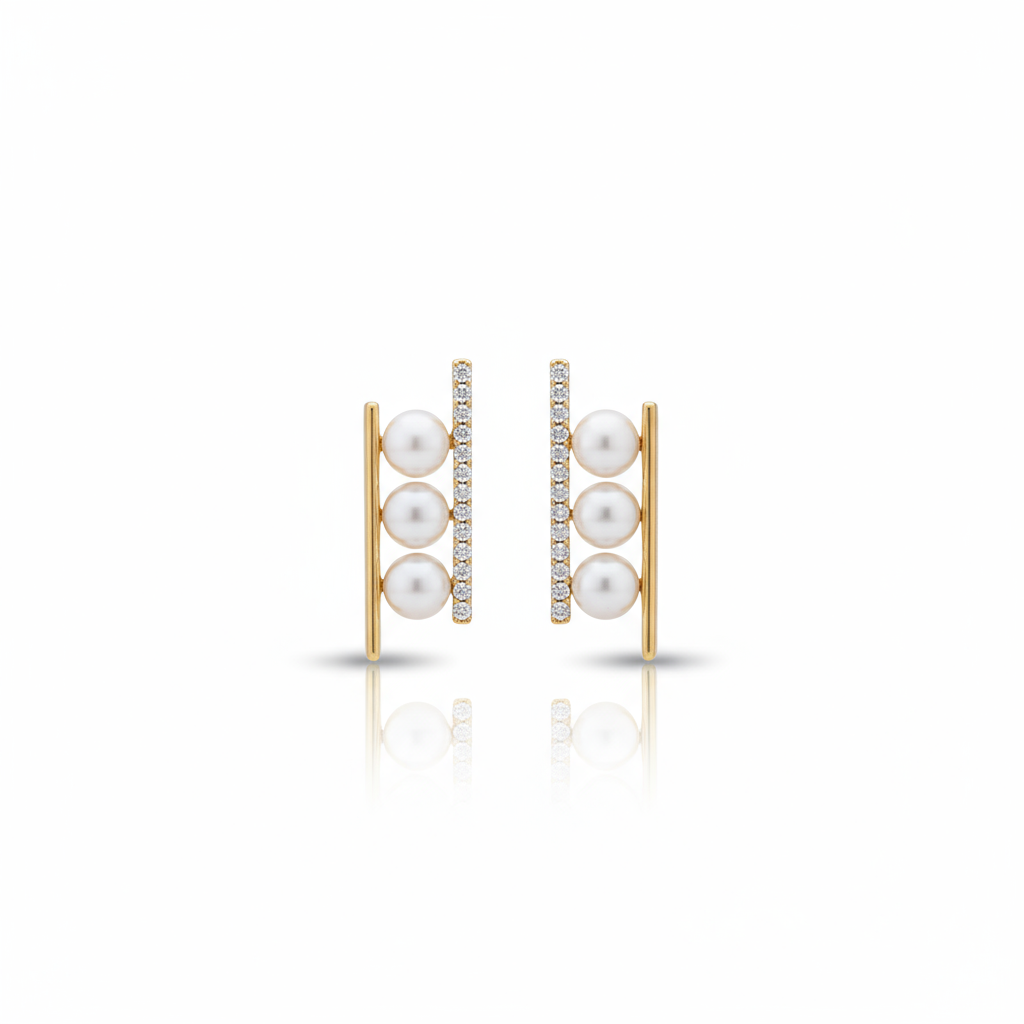 Daily Grace Parallel Freshwater Pearl Drop Earrings in 18K Gold Vermeil