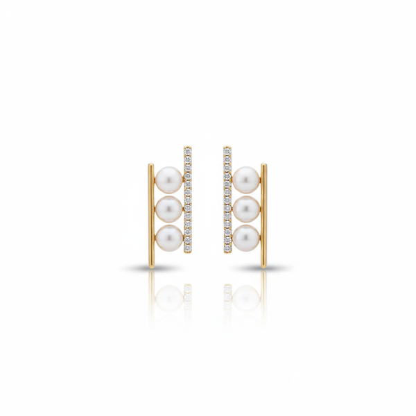 Daily Grace Parallel Freshwater Pearl Drop Earrings in 18K Gold Vermeil