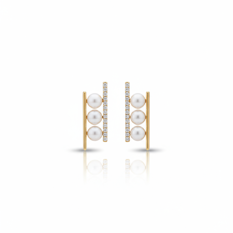 Daily Grace Parallel Freshwater Pearl Drop Earrings in 18K Gold Vermeil