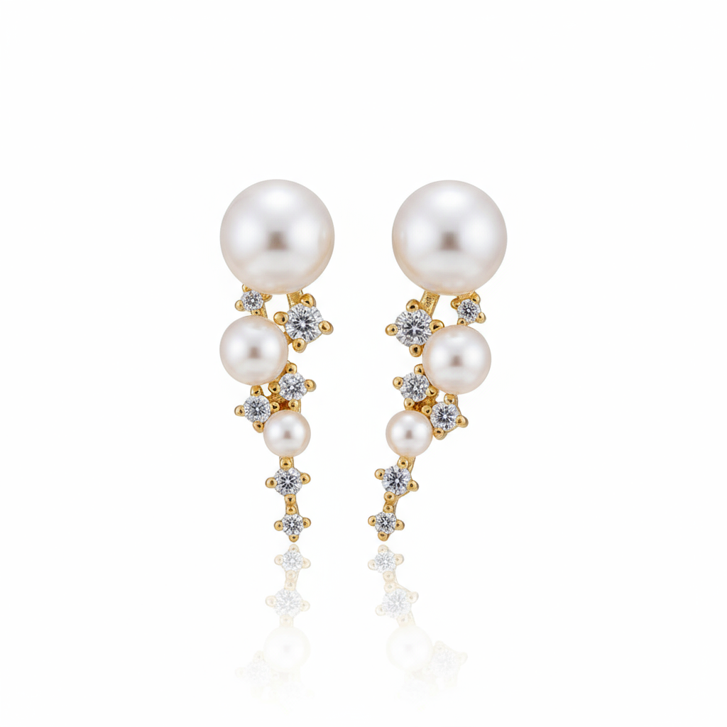 Daily Grace Constellation Freshwater Pearl Earrings 18K Gold Vermeil