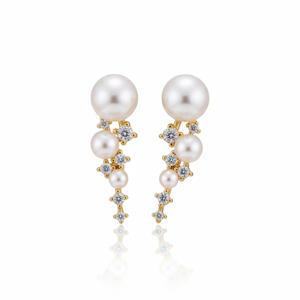 Daily Grace Constellation Freshwater Pearl Earrings 18K Gold Vermeil