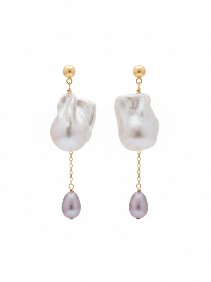 Baroque Sovereign Baroque Freshwater Pearl Chain Drop Earrings