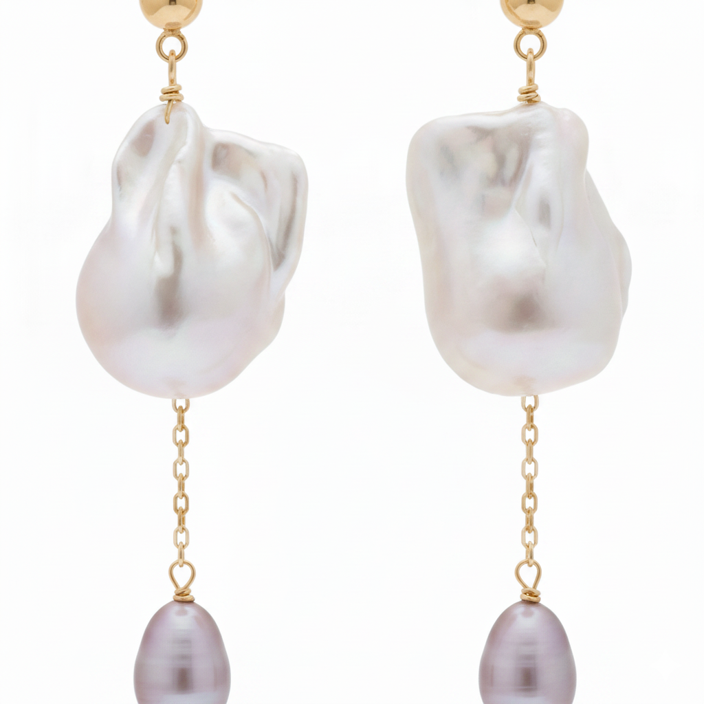 Baroque Sovereign Baroque Freshwater Pearl Chain Drop Earrings