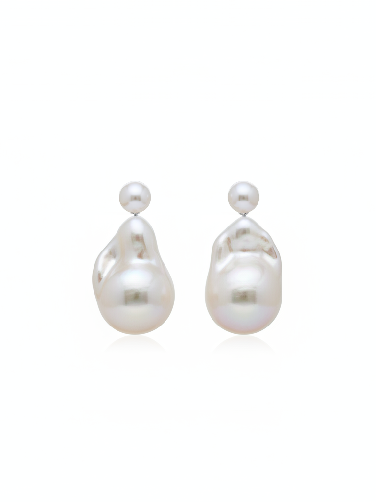 Baroque Sovereign Baroque Pearl x Tiny Freshwater Pearl Drop Earrings