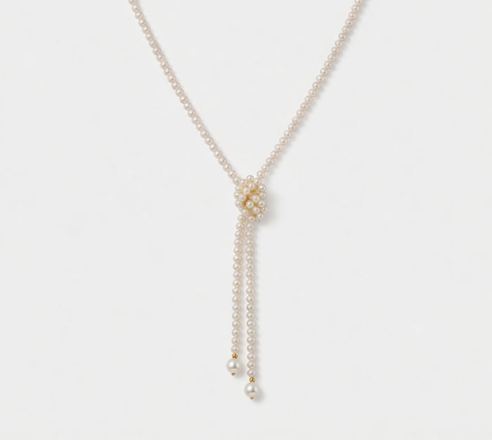 Daily Grace 101cm Freshwater Pearl Lariat Necklace with White Drop Pearls in 18K Gold