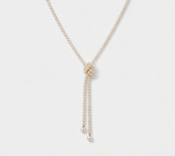 Daily Grace 101cm Freshwater Pearl Lariat Necklace with White Drop Pearls in 18K Gold