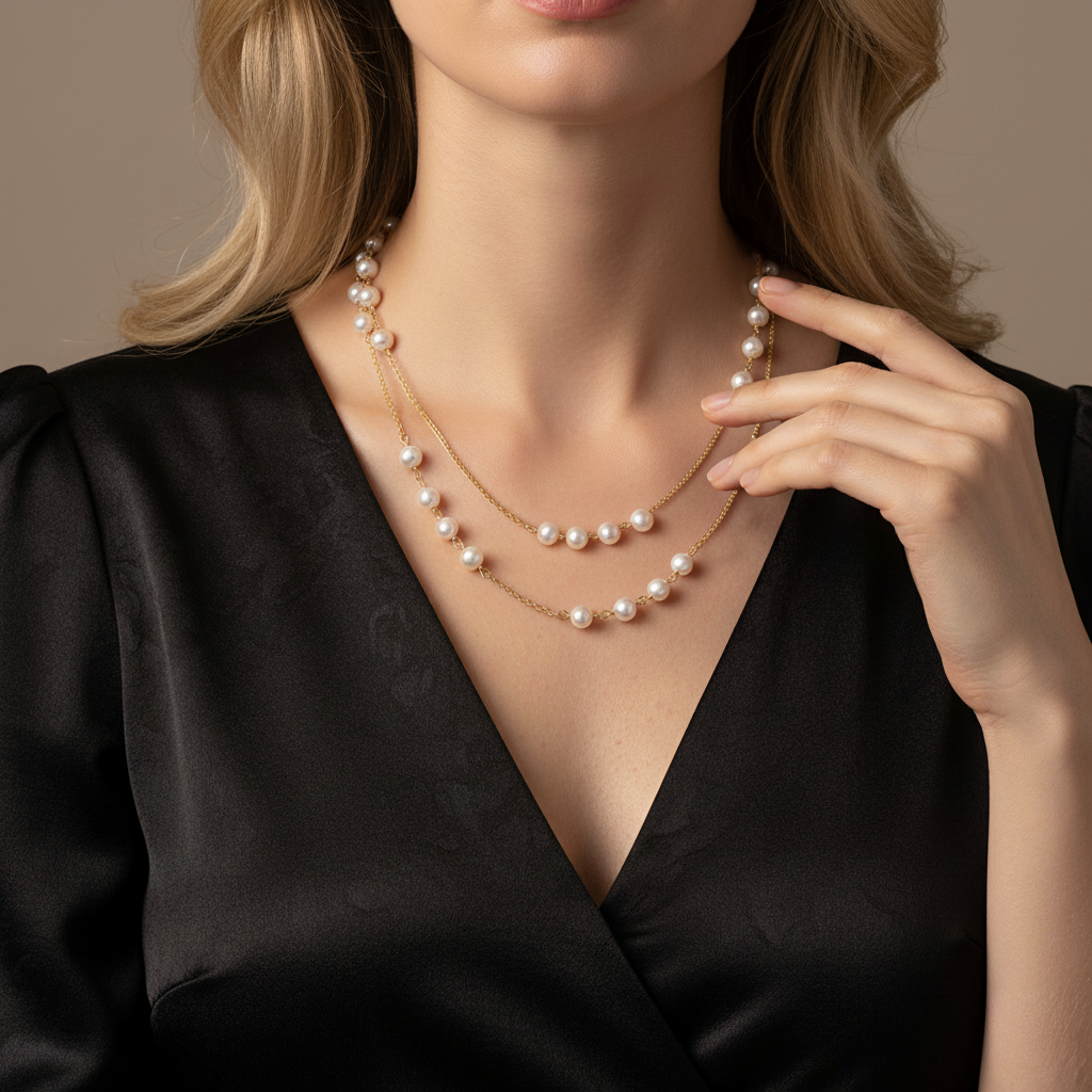 Chic Escape Classic Long 28 Freshwater Pearl Necklace in 18K Gold