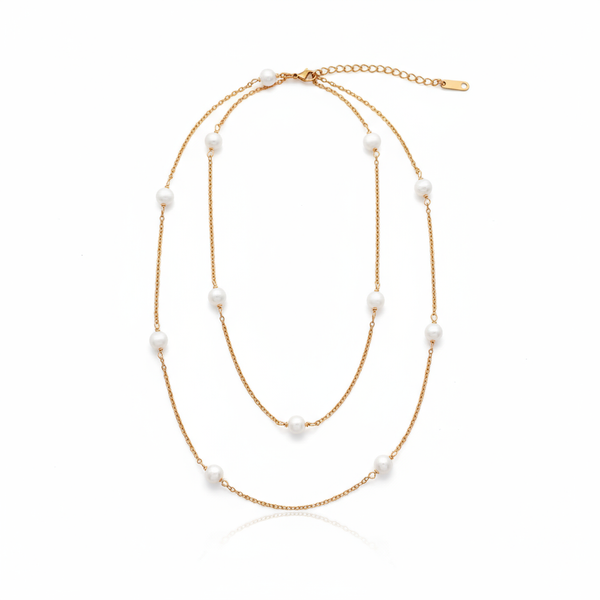 Chic Escape Classic Long 12 Freshwater Pearl Necklace in 18K Gold
