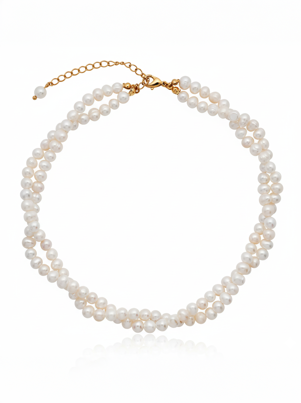 Chic Escape Two Way Double Strand Freshwater Pearl Necklace in 18K Gold