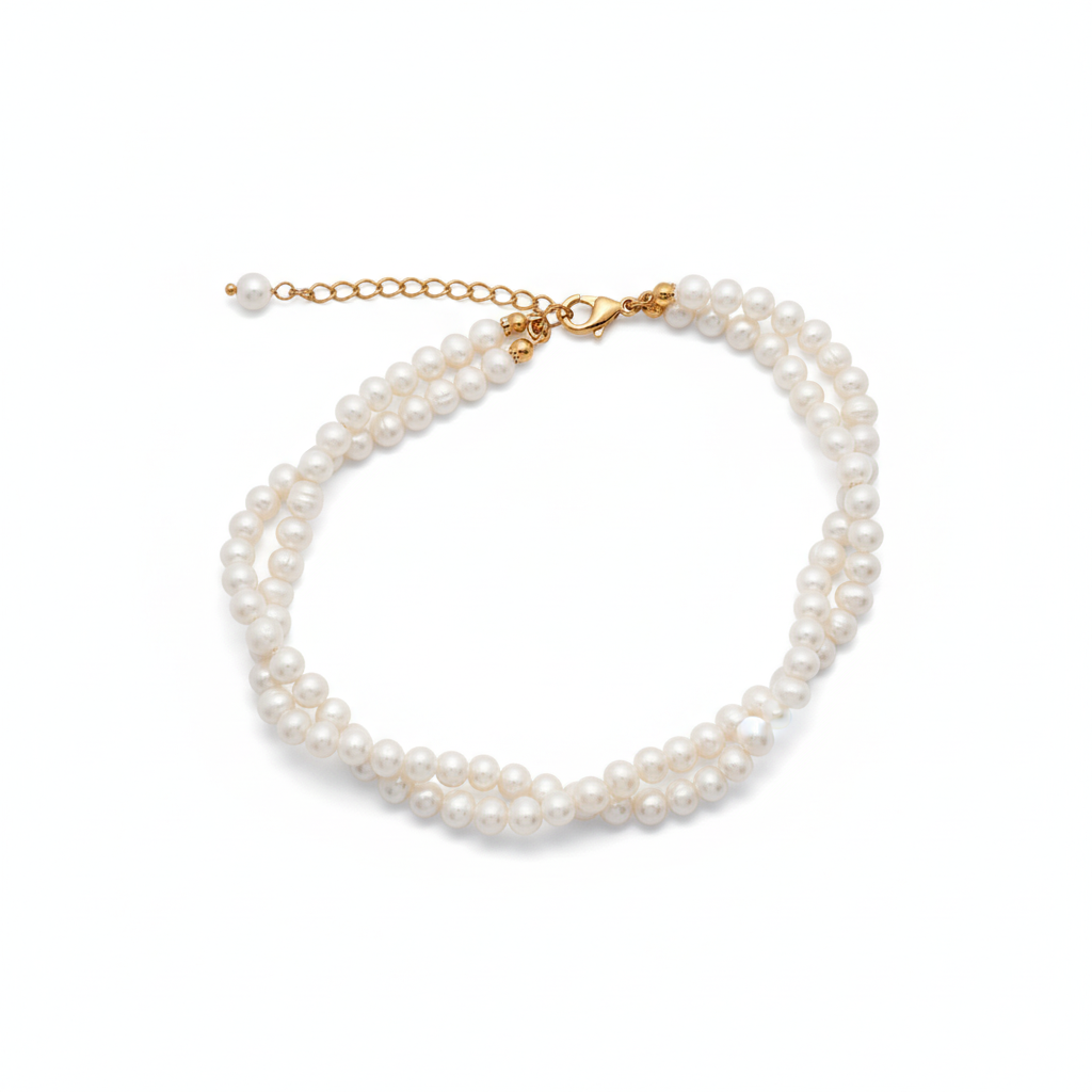 Chic Escape Two Way Double Strand Freshwater Pearl Bracelet in 18K Gold