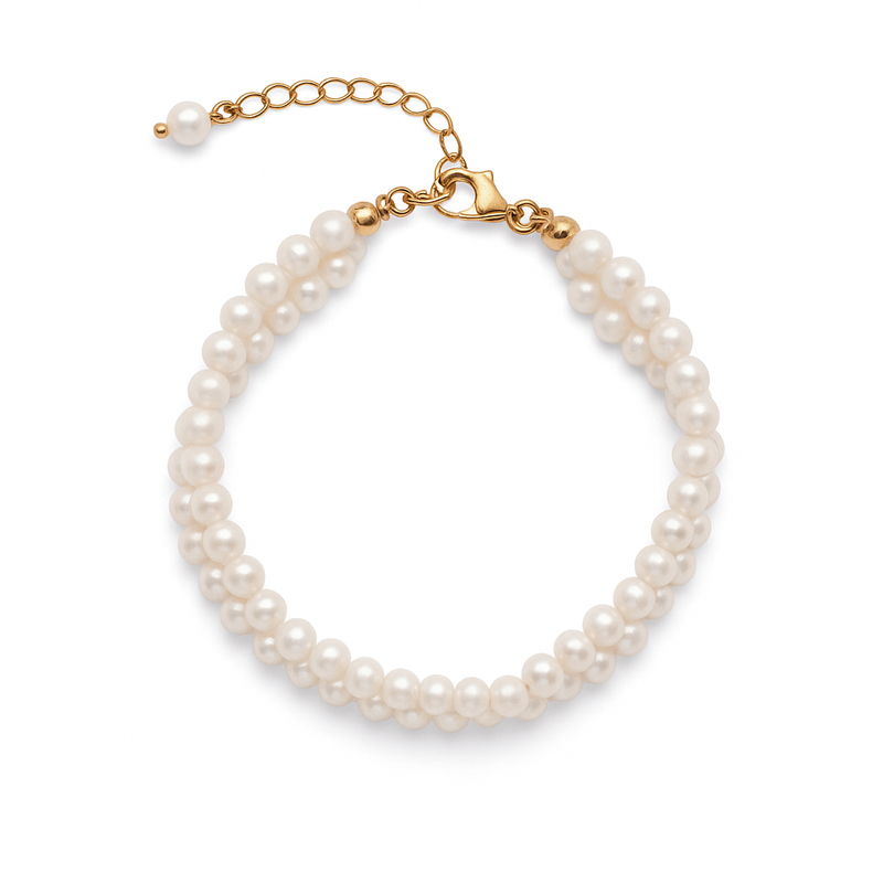 Chic Escape Two Way Double Strand Freshwater Pearl Bracelet in 18K Gold