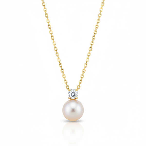Love Unbound Freshwater Pearl Pendant Necklace with Brilliant Stones in 18K Gold Vermeil