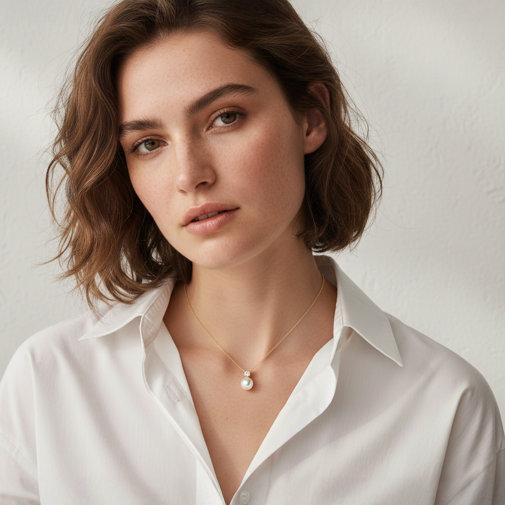 Love Unbound Freshwater Pearl Pendant Necklace with Brilliant Stones in 18K Gold Vermeil