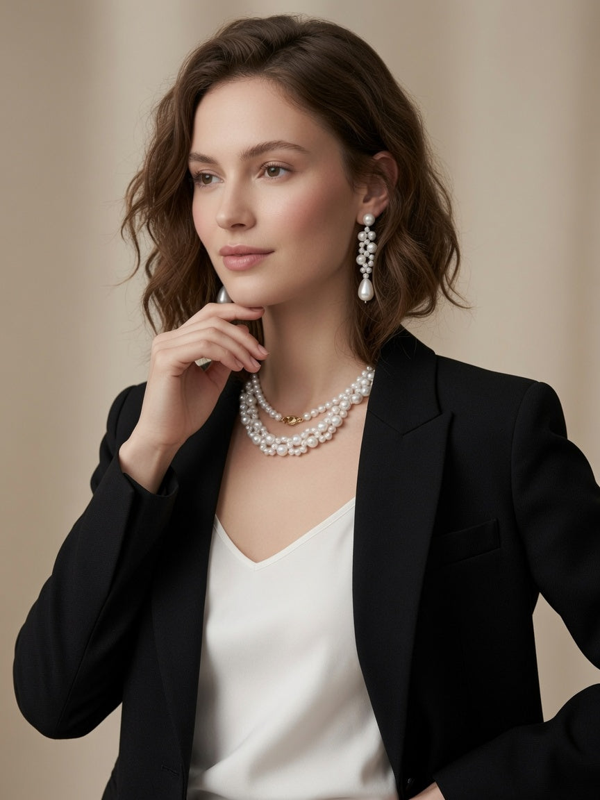 Love Unbound Cascade Freshwater Pearl Drop Earrings in White Gold