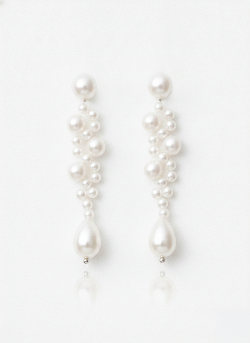 Love Unbound Cascade Freshwater Pearl Drop Earrings in White Gold
